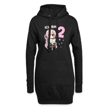 2 Jahre Mädchen Anime Kawaii Katze 2. Geburtstag - Hoodie-Kleid - Schwarz - Vorne
