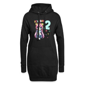 2 Jahre Mädchen Anime Kawaii Katze 2. Geburtstag - Hoodie-Kleid - Schwarz - Vorne