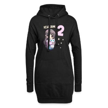 2 Jahre Mädchen Anime Kawaii Katze 2. Geburtstag - Hoodie-Kleid - Schwarz - Vorne
