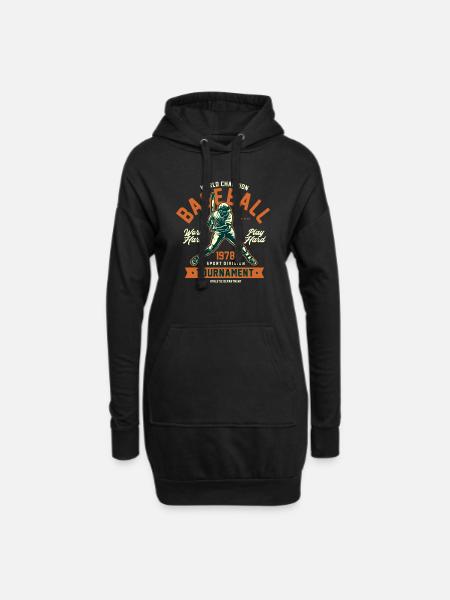 Baseball graphic - Hoodie Dress - black