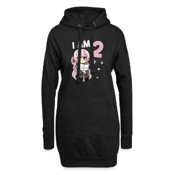 2 Jahre Mädchen Anime Kawaii Katze 2. Geburtstag - Hoodie-Kleid - Schwarz - Vorne