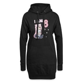 8 Jahre Mädchen Anime Kawaii Katze 8. Geburtstag - Hoodie-Kleid - Schwarz - Vorne
