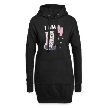4 ans Fille Anime Kawaii Cat 4ème anniversaire - Sweat-shirt à capuche long Femme - noir - Devant