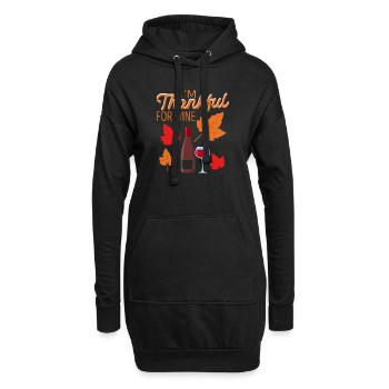 Je suis reconnaissant pour Wine Funny Thanksgiving - Sweat-shirt à capuche long Femme - noir - Devant