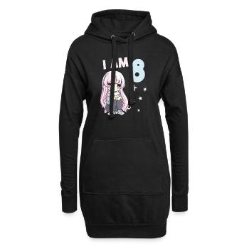 8 Jahre Mädchen Anime Kawaii Katze 8. Geburtstag - Hoodie-Kleid - Schwarz - Vorne