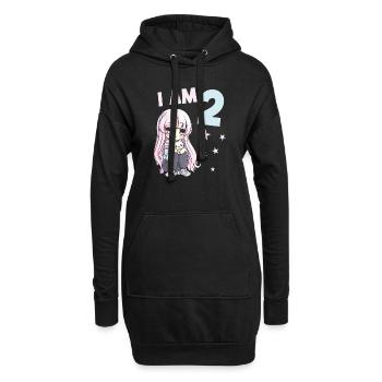 2 Jahre Mädchen Anime Kawaii Katze 2. Geburtstag - Hoodie-Kleid - Schwarz - Vorne