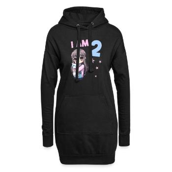 2 Jahre Mädchen Anime Kawaii Katze 2. Geburtstag - Hoodie-Kleid - Schwarz - Vorne