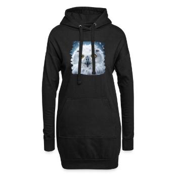 Eulen Kauz Owl Uhu Nachteule Eule - Hoodie-Kleid - Schwarz - Vorne