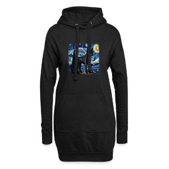 Nuit étoilée australienne Kelpie Van Gogh - Sweat-shirt à capuche long Femme - noir - Devant