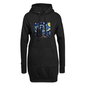 Nuit étoilée australienne Kelpie Van Gogh - Sweat-shirt à capuche long Femme - noir - Devant