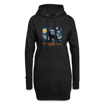 Nuit étoilée australienne Kelpie Van Gogh - Sweat-shirt à capuche long Femme - noir - Devant