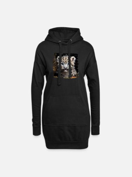 Schneeleoparden Schneeleopard - Hoodie-Kleid - Schwarz