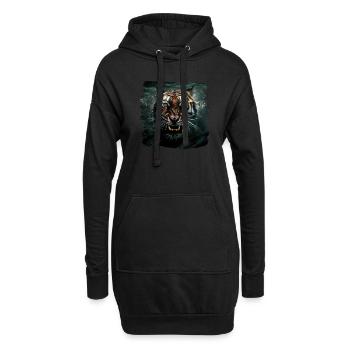 Tiger Illustration realistic Tiger - Hoodie-Kleid - Schwarz - Vorne