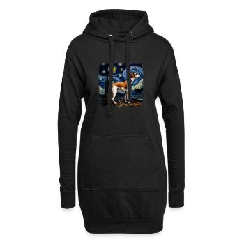 American Foxhound Van gogh starry night - Hoodie-Kleid - Schwarz - Vorne