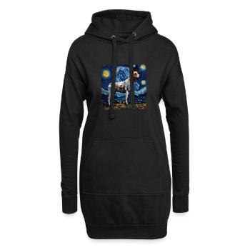Australian Cattle Dog Van gogh starry night - Hoodie Dress - black - Front