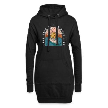 Das Leben am See ist das beste Leben Camping - Hoodie-Kleid - Schwarz - Vorne