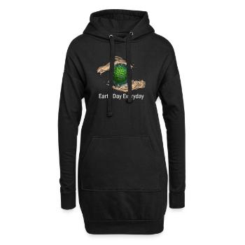 Tag der Erde Tägliches Umweltbewusstsein - Hoodie-Kleid - Schwarz - Vorne