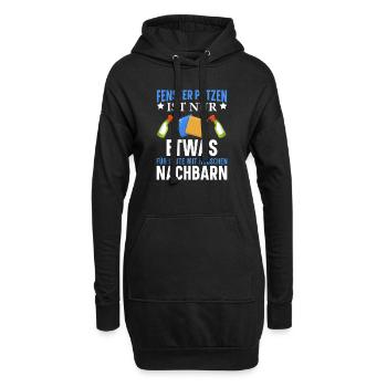 Fenster putzen - Hoodie-Kleid - Schwarz - Vorne