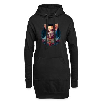 Chihuahua - Englische Dame Frauen Kleid Hund - Hoodie-Kleid - Schwarz - Vorne