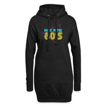 80er Die Musik der 80er - Hoodie-Kleid - Schwarz - Vorne