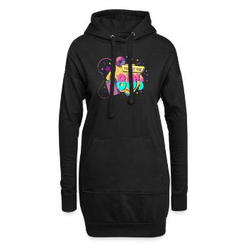 80er Die Musik der 80er - Hoodie-Kleid - Schwarz - Vorne
