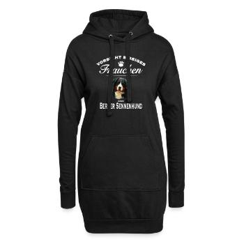 Vorsicht - Bissiges Frauchen - Berner Sennenhund - Hoodie-Kleid - Schwarz - Vorne