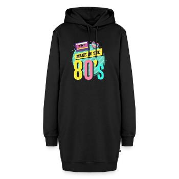 80er Die Musik der 80er - Hoodie-Kleid - Schwarz - Vorne