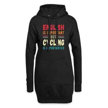 Englisch ist wichtig, aber Radfahren ist wichtiger - Hoodie-Kleid - Schwarz - Vorne