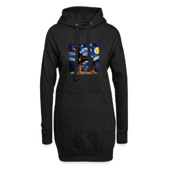 Black and Tan Coonhound Van gogh nuit étoilée - Sweat-shirt à capuche long Femme - noir - Devant