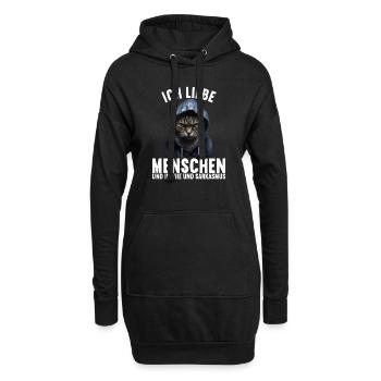 Ich liebe Menschen und Ironie und Sarkasmus - Hoodie-Kleid - Schwarz - Vorne