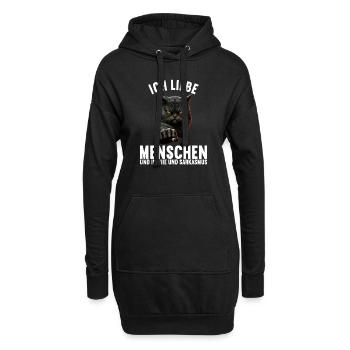 Ich liebe Menschen und Ironie und Sarkasmus - Hoodie-Kleid - Schwarz - Vorne