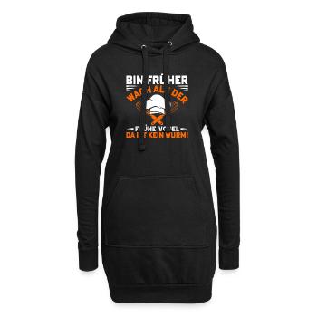 Der Frühe Vogel fängt den Wurm - Hoodie-Kleid - Schwarz - Vorne