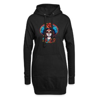Mexiko La Calavera Catrina Damen Haloween - Hoodie-Kleid - Schwarz - Vorne