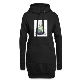 Kawaii Girl Anime Manga Girl Cat - Sweat-shirt à capuche long Femme - noir - Devant