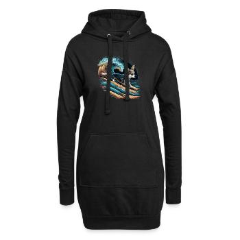 Chihuahua | Surf Cool Planche Surfeur Océan Chien - Sweat-shirt à capuche long Femme - noir - Devant