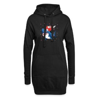 Valentinstag Herz Reiten Hai Lustige Liebe Haie - Hoodie-Kleid - Schwarz - Vorne