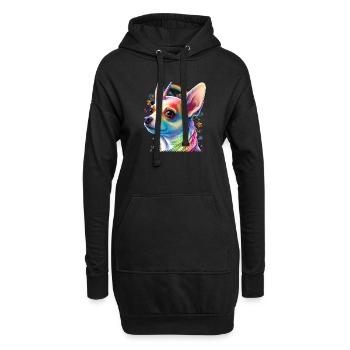 Chihuahua | Bunt Regenbogen LGBTQ Einhorn Hund - Hoodie-Kleid - Schwarz - Vorne