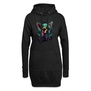 Chihuahua | Zombie Hund Gruselig Halloween Lustig - Hoodie-Kleid - Schwarz - Vorne