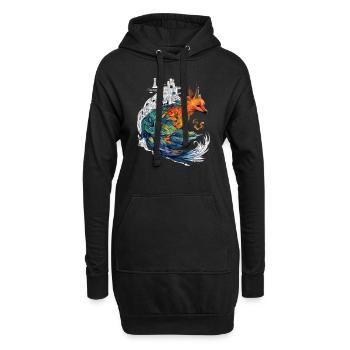 Arki der Phönix - Hoodie-Kleid - Schwarz - Vorne