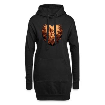 Chihuahua | Niedlicher Hund Welpe Natur Holz Herz - Hoodie-Kleid - Schwarz - Vorne