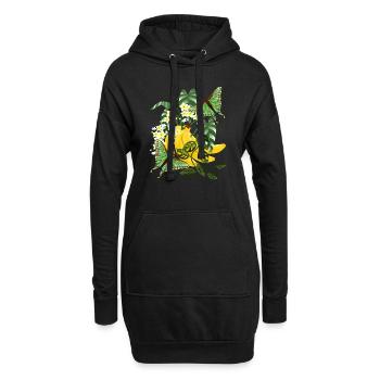 Banane mit Schmetterlingen - Hoodie-Kleid - Schwarz - Vorne