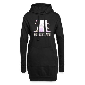 Boba and Cats Katze die Bubble Tee Mädchen Anime - Hoodie-Kleid - Schwarz - Vorne