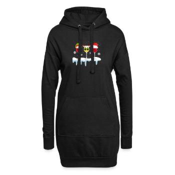 Weinglas Weihnachtsmann Elf Rentier Trinken Cool - Hoodie-Kleid - Schwarz - Vorne