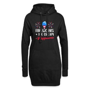 fireworks and ice cream happiness Design - Hoodie-Kleid - Schwarz - Vorne