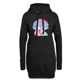 Anime et Boba Bubble Tea - Sweat-shirt à capuche long Femme - noir - Devant