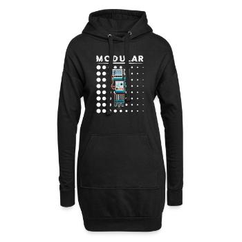 Synthesizer Synth Keyboard Elektronische Musiker - Hoodie-Kleid - Schwarz - Vorne