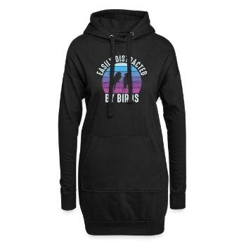 Facilement distrait par les oiseaux Bird Lover - Sweat-shirt à capuche long Femme - noir - Devant