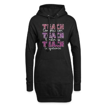 Lehren Sie Mitgefühl, Freundlichkeit, Selbstvertrauen, verbreiten Sie - Hoodie-Kleid - Schwarz - Vorne