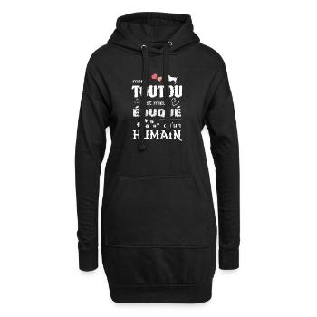 Mon toutou est mieux éduqué qu'un humain - Sweat-shirt à capuche long Femme - noir - Devant