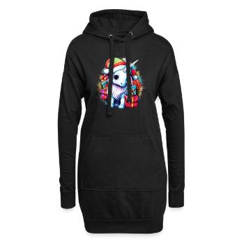 Entzückende Einhorn-Weihnachten, magisches Einhorn-Design - Hoodie-Kleid - Schwarz - Vorne